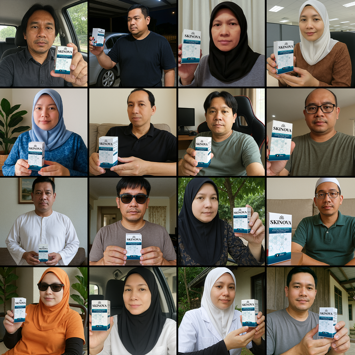 Pengguna memegang produk Skiynova
